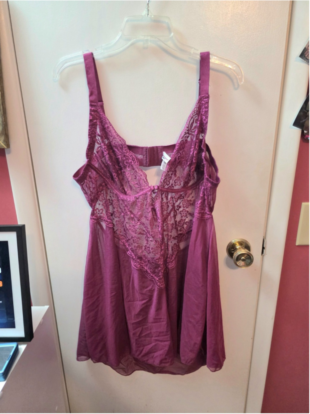 Y2K Vintage Pink Babydoll Slip Size 3X/4X By Pink PussyCat Lingerie